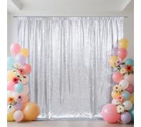 SquarePie - Sfondo con paillettes, per foto e feste, Spessore argento e non si vede attraverso, 8x8FT