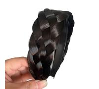SquarezhenBo Fascia elastica intrecciata da donna, accessorio per capelli sintetici con design a torsione e tesa larga, riutilizzabile, per coda di cavallo per ragazze/parrucche/uso quotidiano, fascia