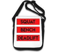 Squat Bench Deadlift Red Block Art Borsa a tracolla bianca