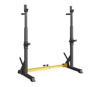 Squat Rack Multifunzione, Altezza e Larghezza Regolabili, Rack per Squat con 2 Portabilancieri e 2 porta dischi per Fitness a Casa, Carico Massimo 250 kg, QJ-S 2.0