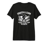 Squatch & Learn - Pesca Bigfoot Dire papà Scherzo Pesca Maglietta Premium