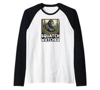 Squatch Watcher Bigfoot Forest Cryptid Hunter Design Maglia con Maniche Raglan