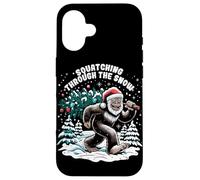 Squatching attraverso la neve - Bigfoot Sasquatch Christmas Custodia per iPhone 16