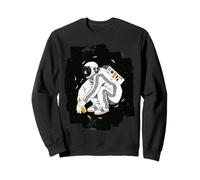 Squatting Gopnik Slav with Tracksuit in Space T-Shirt Felpa
