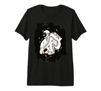 Squatting Gopnik Slav with Tracksuit in Space T-Shirt Maglietta Premium