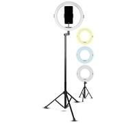 SQUATZ 11'' LED 12W Selfie Ring Light R11 con controllo cablato, treppiede con 5 sezioni, supporto per telefono, livelli di luminosità regolabili per influencer, YouTube, trainer e streaming.