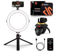 SQUATZ 8" LED 14W Selfie Ring Light R8 con controllo cablato, telecomando, treppiede da tavolo e supporto per telefono, livelli di luminosità regolabili per influencer, YouTube, trainer e streaming.