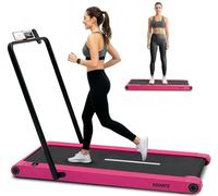 Squatz Tapis Roulant 2-in-1 con Manubrio e Pedana Vibrante, Tapis Roulant Salvaspazio, Walking Pad Display LED, Supporto Tablet, Motore Silenzioso 746 Watt, Telecomando, per Casa e Ufficio, Rosa