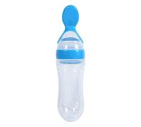 Squeeze Biberon per Cereali, 1Pc 90mL Biberon per Neonati in Silicone con Cucchiaio Alimento Fresco per Cereali Squeeze Feeder Caldo per Alimentazione e Distribuzione(Blu)