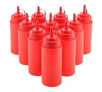 Squeeze - Dispenser per di pomodoro, 460 ml, in plastica, comodo e sicuro, 10 pezzi, colore: rosso