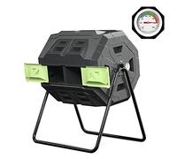 SQUEEZE master Grande bidone per compost, girevole da giardino, con termometro, misurazione automatica della temperatura, robusto telaio in acciaio, 100 litri, porta verde