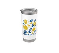 Squeeze The Day Lemon Citrus Retro Summer Motivational Bicchiere termico in acciaio inox doppia parete