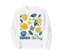 Squeeze The Day Lemon Citrus Retro Summer Motivational Felpa