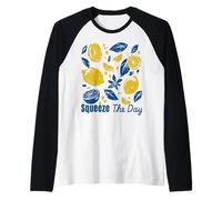 Squeeze The Day Lemon Citrus Retro Summer Motivational Maglia con Maniche Raglan
