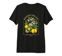 Squeeze The Day Vintage Lemon Bee Botanico Summer Fruit Maglietta Premium