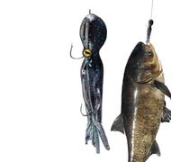 Squid Fishing Lures Artificial, Fast Sinking Soft Glowing with Double Hooks