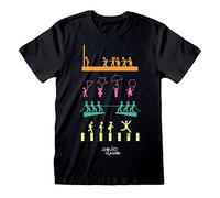 Squid Game, Games. Tshirt Nera 100% Cotone per Uomo e Donna, Stampa con giochi della Serie TV, Prodotto Ufficiale (S)