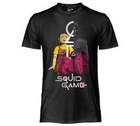 Squid Game Maglia Ufficiale Doll & Guard. T Shirt Unisex in Cotone. Maglietta vestibilità Regular per Adulto e Ragazzo XL
