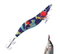 Squid Jig, Esche per calamari che si illuminano al buio, Gancio per gamberetti in legno con effetto bagliore, nuoto flessibile, gamberetti realistici per merluzzo, dentice, pesce serpente, calamari, b