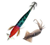 Squid Lure - High Brightness, Fluorescent Artificial Fishing Tackle | 4.72 Inch Squid Jig Hooks, High Brightness Fluorescent Body With Hooks | Art For Lakes Rivers Trolling Prawn Cuttlefish
