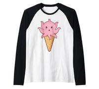Squid - Octopus Ice Cream Cone Fun Sea Animal Amante Ragazzo/Ragazza Maglia con Maniche Raglan