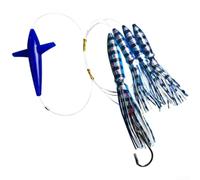 Squid Trolling Lure Set con effetto UV Glow e peso integrato per la pesca in acqua salata con ami in acciaio ad alto tenore di carbonio e senza grovigli in design multicolore per uso in barca in mare