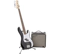 Squier by Fender Affinity Precision Bass Pack, Acero Nero, 4 Corde | Kit basso elettrico completo per principianti, ampli Rumble 15W, custodia, cavo, tracolla, accordatore inclusi