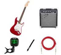 Squier by Fender Debut Collection Kit di Chitarra Elettrica Stratocaster per Principianti, include Amplificatore, Cavo, Tracolla e Accordatore, Rosso Dakota