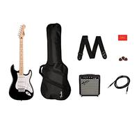 Squier Fender Sonic Stratocaster Kit Chitarra Elettrica Principianti, Nero | Kit per principianti con amplificatore, custodia morbida, cavo, tracolla, chitarra elettrica per adulti