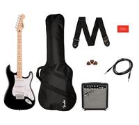 FENDER SQUIER SONIC STRATOCASTER SSS BLACK PACK CON CHITARRA ELETTRICA AMPLIFICATORE BORSA ED ACCESSORI
