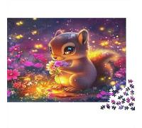 Squirrel Adult Jigsaw Games Squirrel with Flower Challenging Brainteasing for Decompression 70x50cm/1000pcs