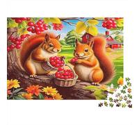 Squirrel Adulto Puzzles 1000 Pezzo Materiale Riciclato Berry Feast Puzzles Puzzle Game Props Accessori per Gioco di Festa Ottima Idea Regalo per Donne 70x50cm/1000pcs
