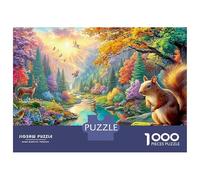 Squirrel by River with Deer Puzzle Da 1000 Pezzi Dream Forest Squirrel Allenamento Mentale Per Adulti E Bambini 52x38cm/1000pcs