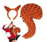 Squirrel Costume Set, Plush Animal Ears Headband and Tail, Realistic Cosplay Outfit Accessories, Soft Faux Material, Adjustable One-Size Fit for Kids Adults School Zoo Play
