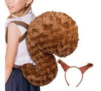 Squirrel Costume Set - Soft Plush Ears,Tail With Headband | Animal Role-Playing Costume per Halloween, feste di compleanno, maschera | Kids Dress-Up Set per Classroom Performance e Play, 40 x 3