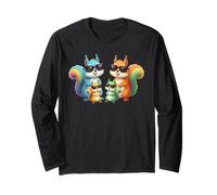 Squirrel Family Sunglasses Graphic Cute Colorful Squirrel Maglia a Manica