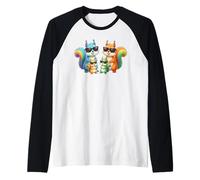 Squirrel Family Sunglasses Graphic Cute Colorful Squirrel Maglia con Maniche Raglan