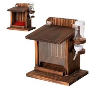 Squirrel Feeder House | Stazione alimentazione chipmunk con bottiglia d'acqua, casa alimentazione a monte a parete in legno per alimenti per uccelli da noci di pannocchia di mais Balcone Balcone Ou