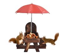 Squirrel Feeder, Squirrel Feeding Table, 7.09x7.09x8.27 Inches Wooden Outdoor Wildlife Corn Holder, Shade Roof, Interactive Nature for Garden, Terrace, Balcony and Patio