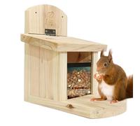 Squirrel Feeder - Wooden Windproof Dispenser Feeding House | Gnaw Resistant Roof Squirrel Feeder House With Extra Long Board For Pets Wildlife Home Outdoor Garden Yard Patio Balcony Window