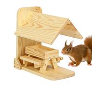 Squirrel Feeders for Outside - 29 x 16 x 31 cm legno Animal Picnic Table, Easy Refill Large Capacity Feeder with Corn Cob Holder | Rustic Wildlife Decor for Yard Porch Tree Fence Window Backyard Deck