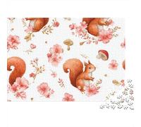 Squirrel Floral Pattern Jigsaw Puzzle Impossible 1000Pcs Decorazione Per La Casa. Rilassamento E Intelligence Per Adulti E Ragazzi Da 14 Anni 38x26cm/1000pcs