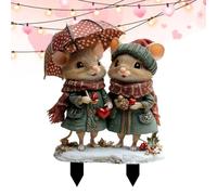 Squirrel Garden Stake, San Valentino Squirrel Sign, Squirrel Lawn Decor, 2D Squirrel Garden Decoration, Squirrel Stake, Animal Lawn Stake, Valentine's Day Garden Sign, Squirrel Potted Plant Stake
