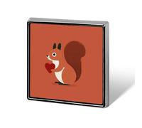Squirrel Holding A Heart Unisex Spille & Pins Quadrati Leggero Risvolto Distintivo Gioielli per Abbigliamento Scialle Cappello