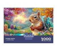 Squirrel Holding An Acorn by A River Puzzle Da 1000 Pezzi Dream Forest Squirrel Gioco Classico Per Bambini E Adulti, Riciclato 70x50cm/1000pcs