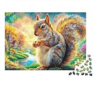 Squirrel Holds Food near Tiny House Puzzle Da 1000 Pezzi Adorable Squirrel Giochi Di Puzzle Per La Famiglia Per Tutte Le Età 70x50cm/1000pcs