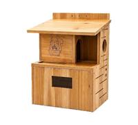 Squirrel House - Wooden Feeder & Nesting Box | Outdoor Shelter | Easy Lift Front Door, Tree & Fence Mount, Solid Wood, for Backyard, Garden & Chipmunks