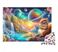 Squirrel In Bloom Set Puzzle in Cartone Robusto Da 1000 Pezzi, Cosmic Squirrel, Puzzle Fai Da Te, Gioco Educativo, Sfida, Attività Divertente, Creatività, Arte 38x26cm/1000pcs