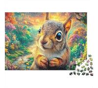 Squirrel in Colorful Forest with Pavilion Puzzle Da 1000 Pezzi Adorable Squirrel Sfidante E Educativo Per Tutte Le Età 52x38cm/1000pcs