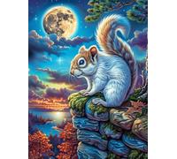 Squirrel on A Stone Wall Under The Moon Puzzle 500 Pezzi Difficili Per Adulti Science Fiction Magical Dream Cartone Opaco Anti Riflesso Tema Astratto Per Passatempo Impegnativo Con Poster Incluso Mig